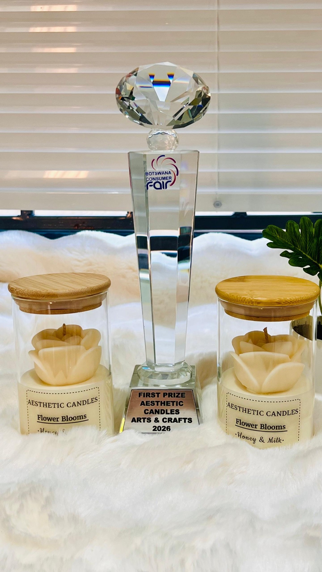 Aesthetic Candles First Prize trophy at Botswana Consumer Fair 2026